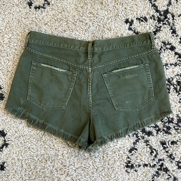 We The Free x Free People Loving Good Vibrations Cut Off Green Jean Shorts, 30 - Picture 5 of 16